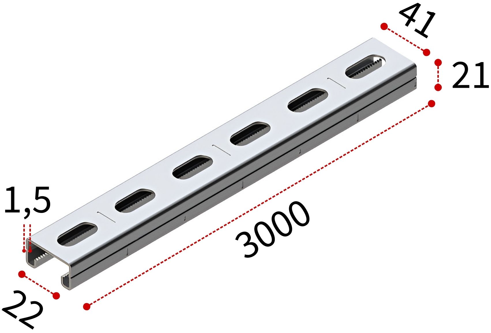 Профиль монтажный С-образный 41х21х1,5 мм, L=3000 мм TERMOCLIP 09368201 - фото