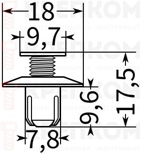 Клипса автомобильная с резьбовым штырьком 0201 - фото