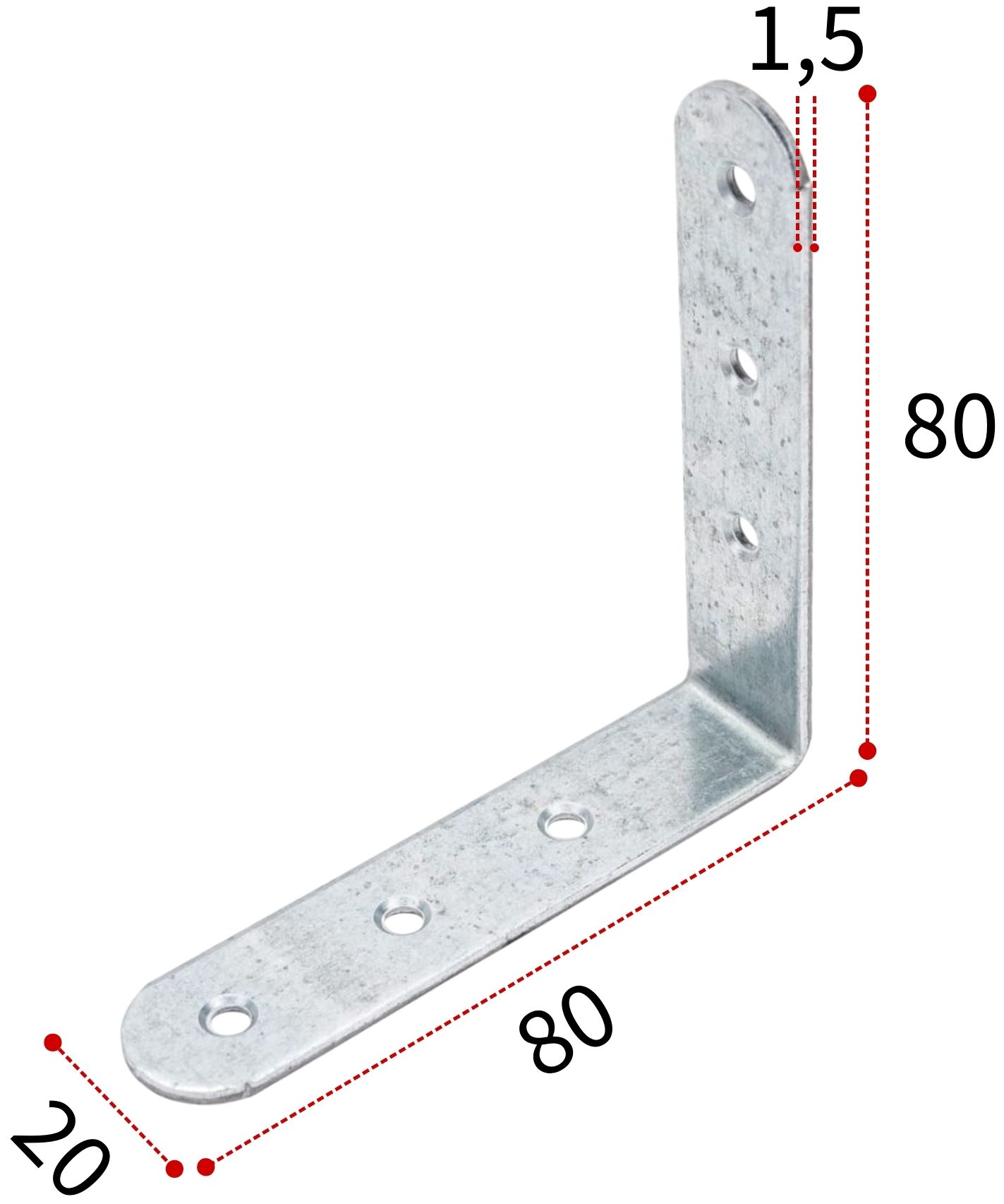 Уголок бытовой 80х80х20х1,5 мм UBKR, оцинкованная сталь - фото