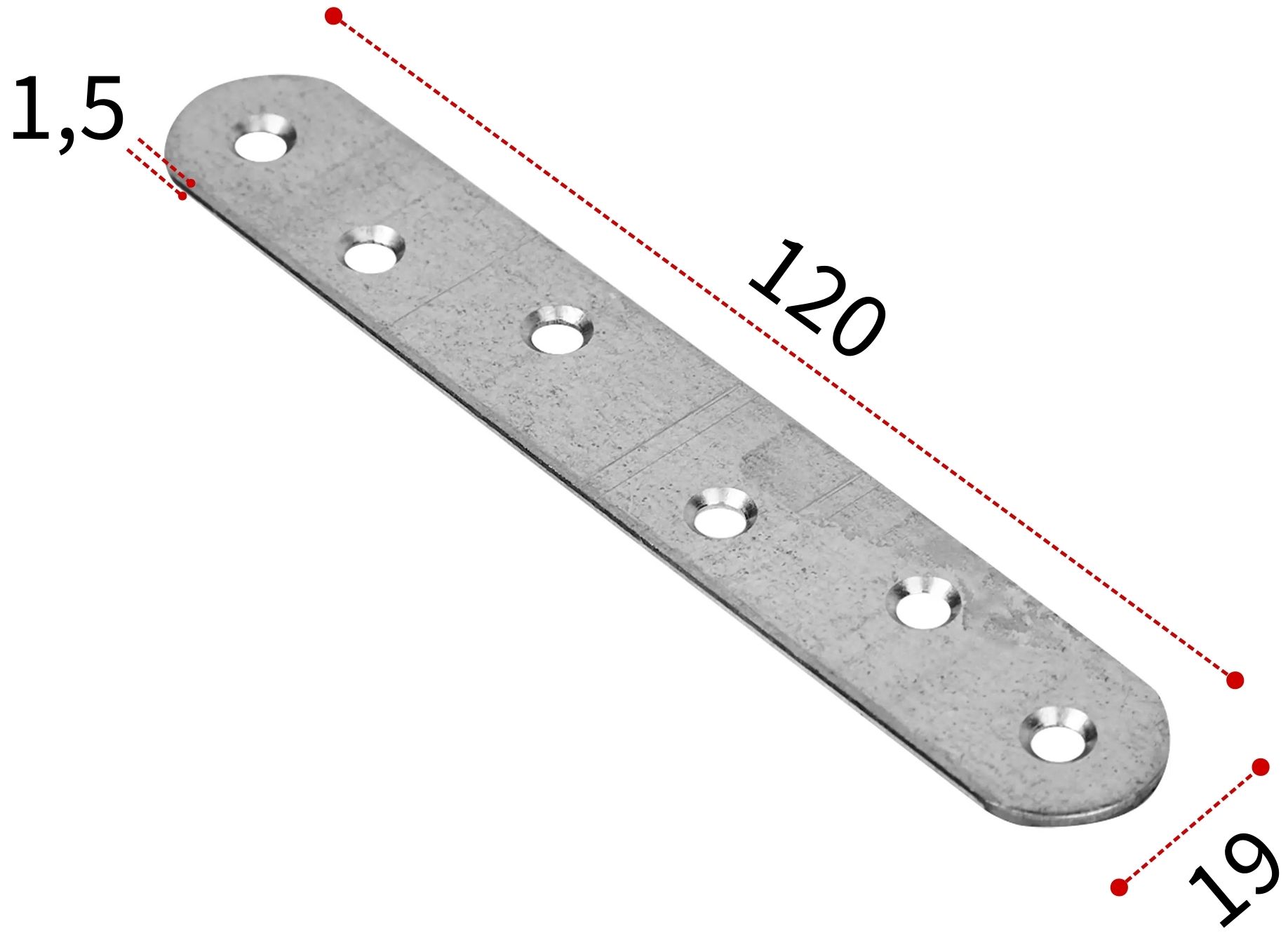 Пластина бытовая 120х19х1,5 мм, оцинкованная сталь - фото