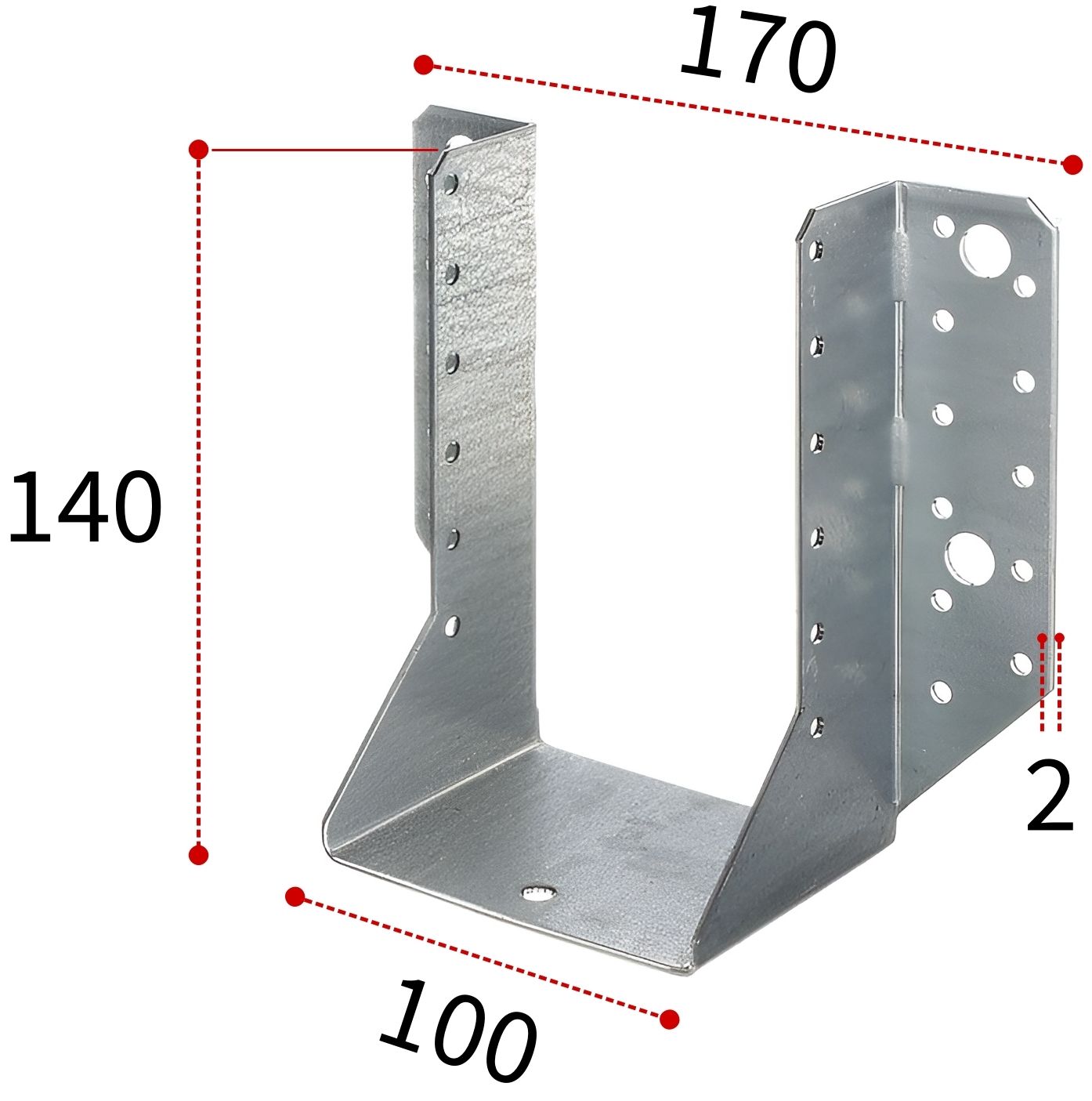 Опора бруса открытая 100х140х170 мм Gah Alberts 331351, оцинкованная сталь - фото