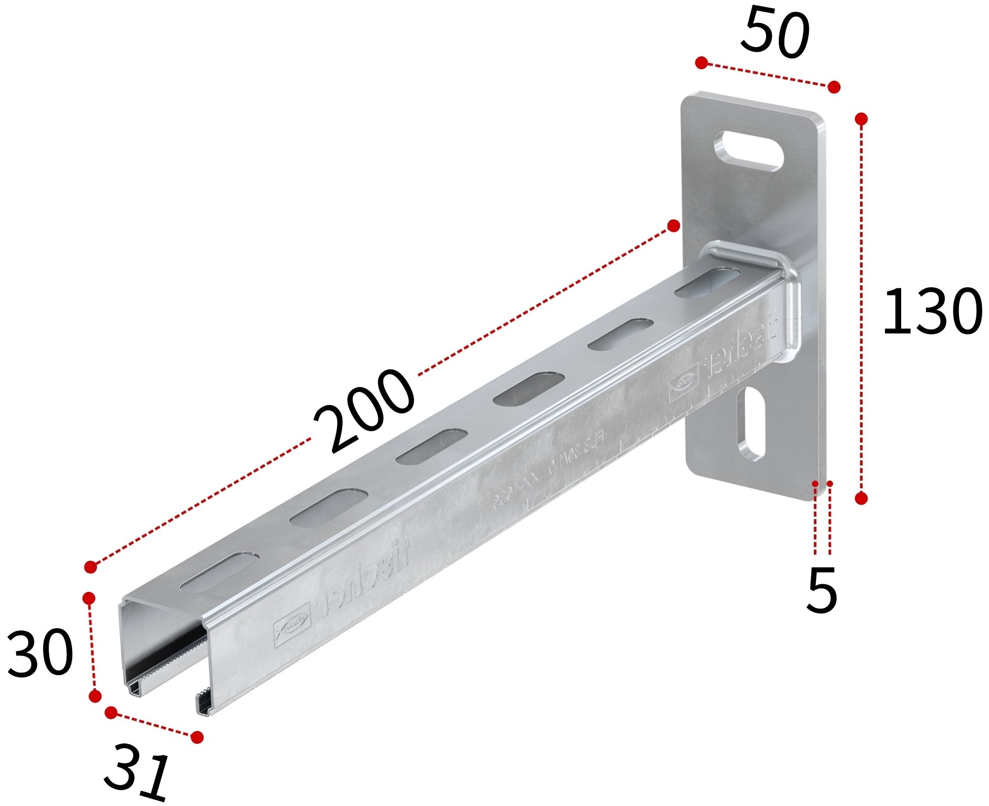 Консоль для монтажной системы FLS Fischer ALK 30х200 мм 538740, оцинкованная сталь - фото
