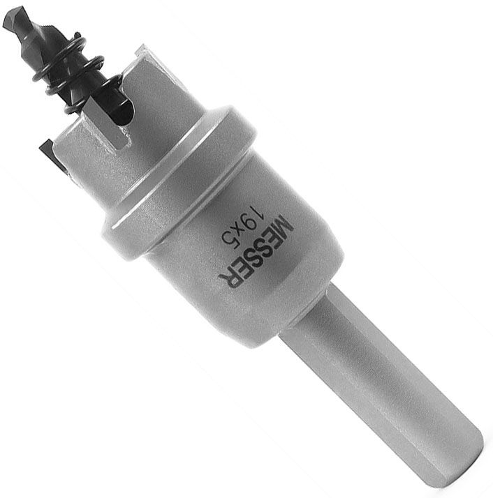 Коронка по металлу ТСТ с центрирующим сверлом и толкающей пружиной Messer, сталь HSS - фото