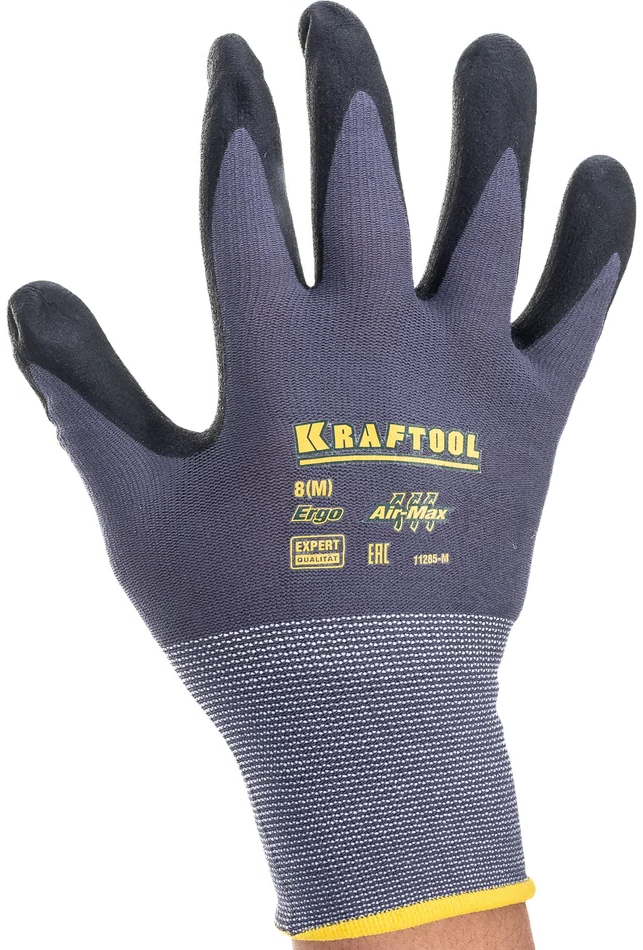 Перчатки нейлоновые для точных работ, вспененное нитриловое покрытие, 15 класс Precision Kraftool - фото