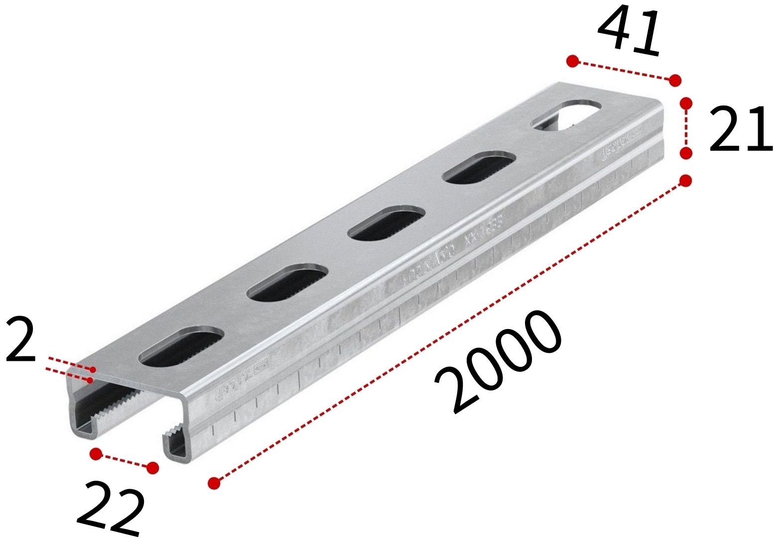 Профиль монтажный С-образный 21х2,0х2000 мм Fischer FUS 040391, оцинкованная сталь - фото