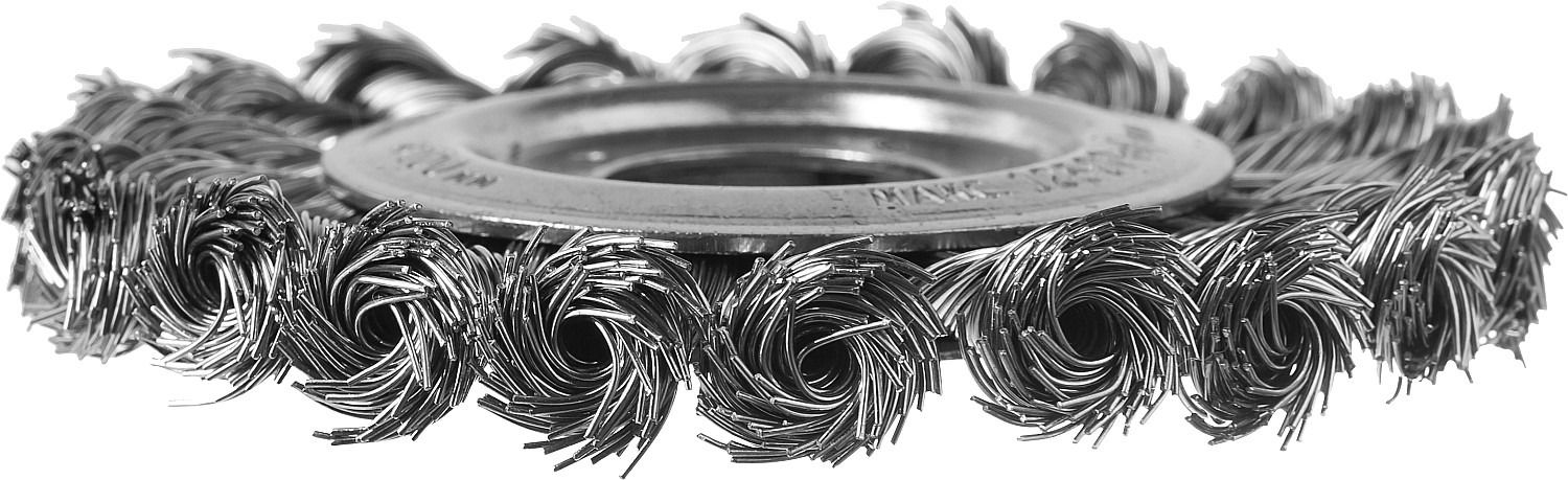 Щетка-крацовка дисковая для УШМ 200х22 мм, жгутированная стальная проволока 0,5 мм, ЗУБР PROF 35190-200_z02 - фото