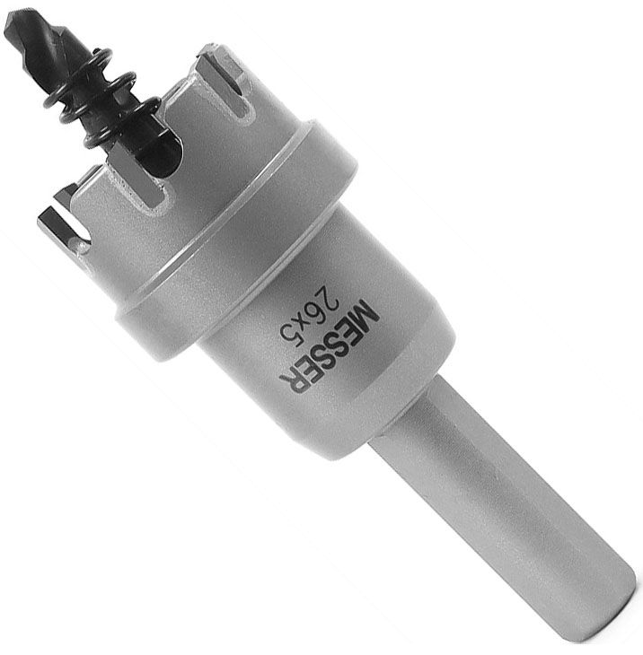 Коронка по металлу ТСТ с центрирующим сверлом и толкающей пружиной Messer, сталь HSS - фото