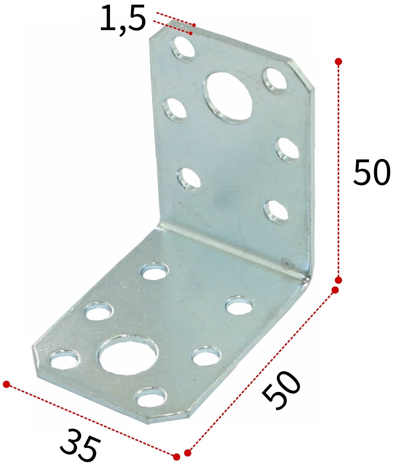 Уголок крепежный 50х50х35 мм, оцинкованная сталь - фото