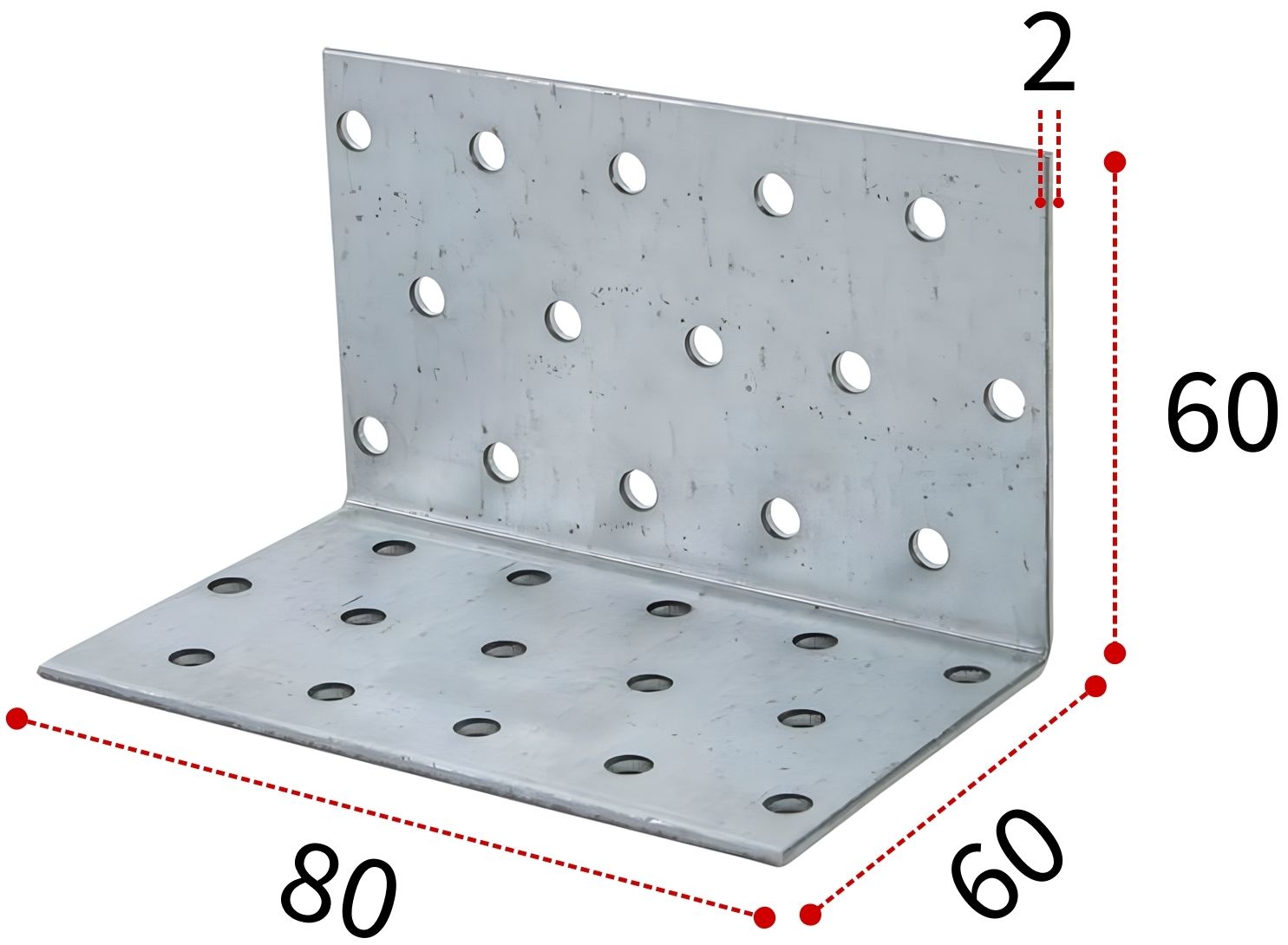 Уголок крепежный 60х60х80 мм, горячий цинк - фото
