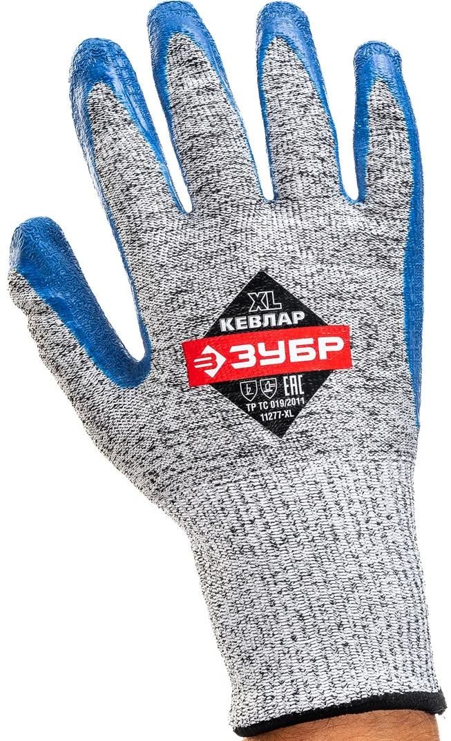 Перчатки для защиты от порезов с рельефным латексным покрытием XL(10) ЗУБР 11277-XL - фото