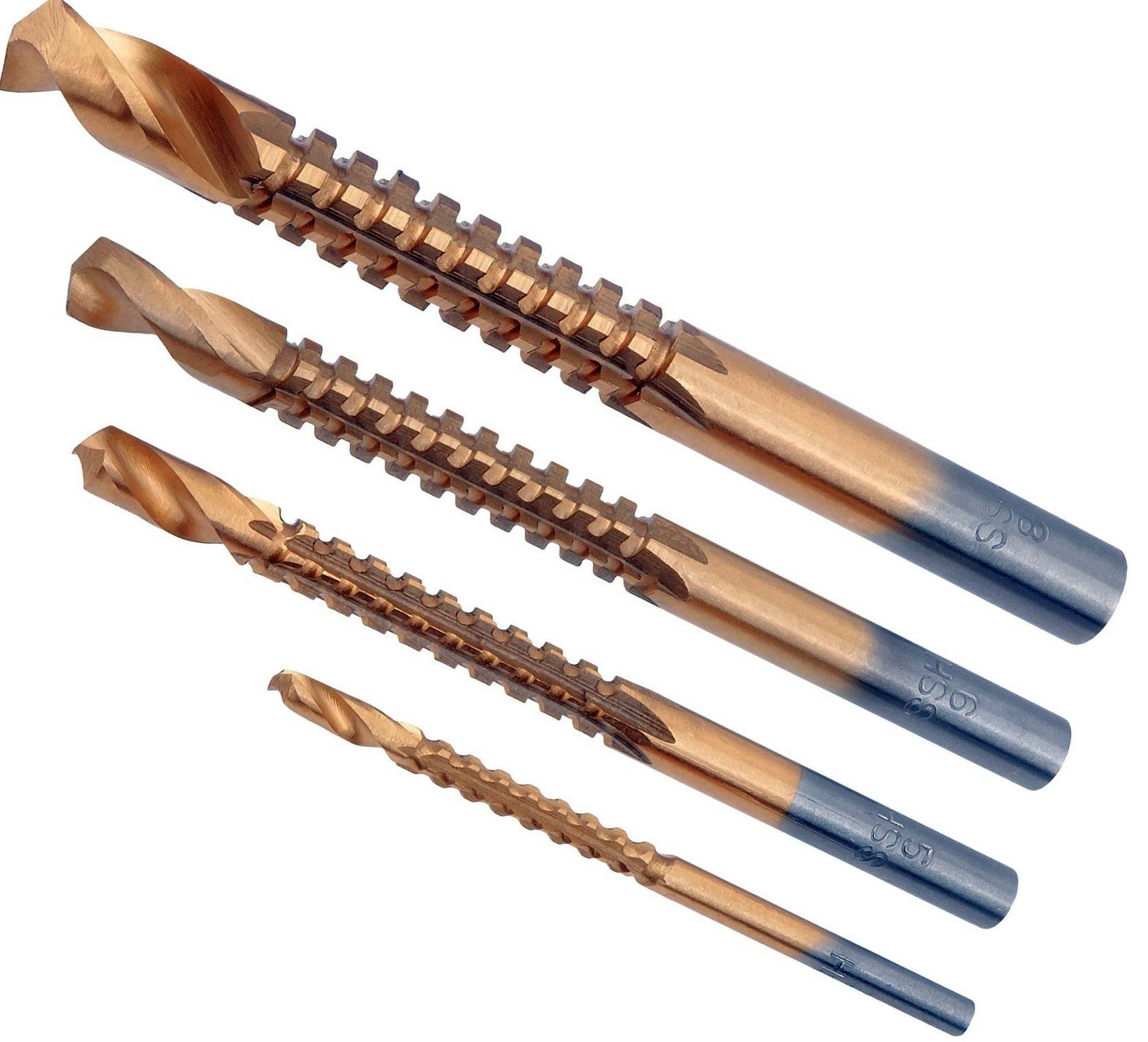 Набор свёрл-фрез универсальных с титановым покрытием FIT 36414, 4 предмета в боксе - фото