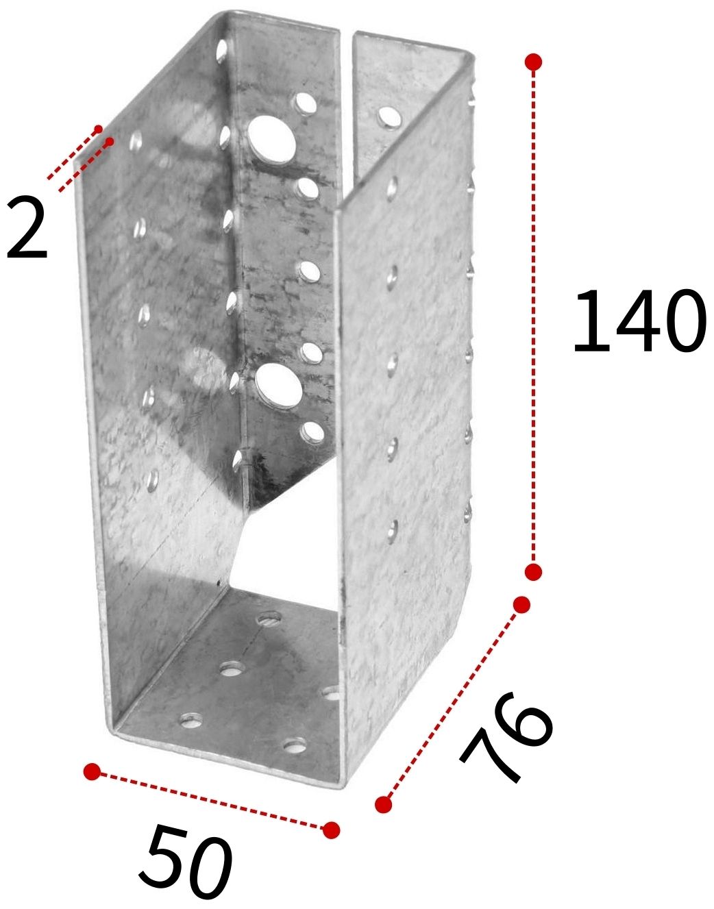 Закрытая опора бруса 140х76х50, горячий цинк - фото