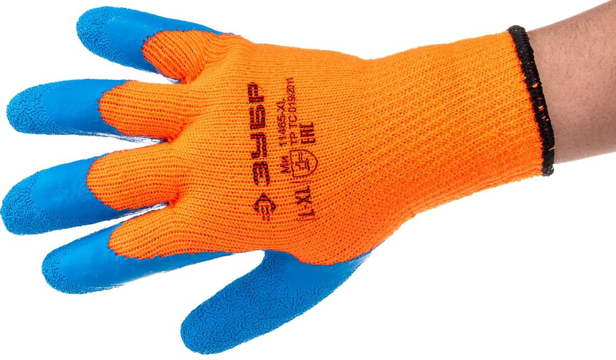 Перчатки акриловые L-XL с рельефным латексным покрытием, утеплённые Урал ЗУБР 11465-XL - фото