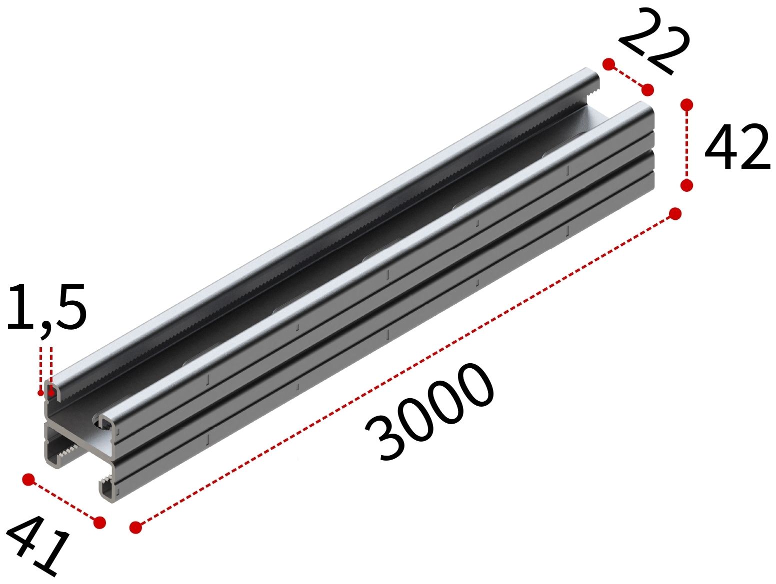 Профиль монтажный H-образный 41х42х1,5 мм, L=3000, сдвоенный TERMOCLIP - фото