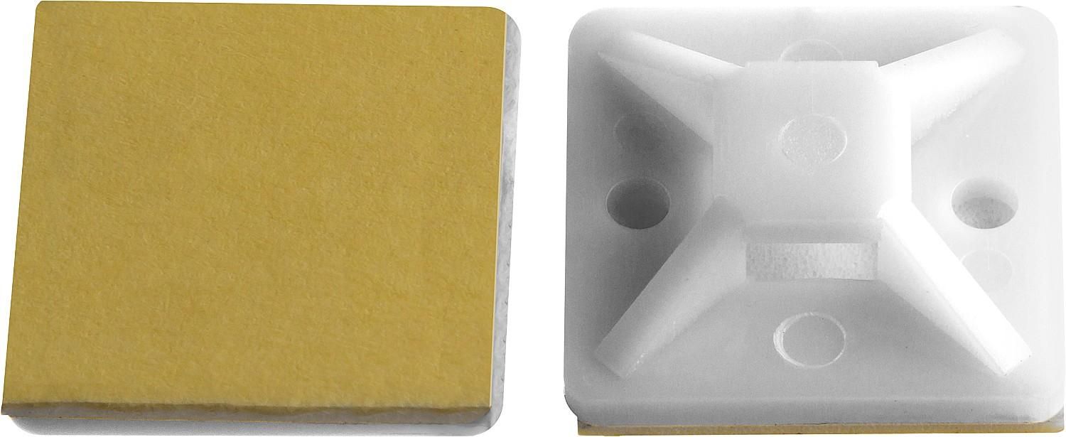 Площадка под хомут-стяжку самоклеящаяся белая 25х25 мм ПХС ЗУБР 30915-25, 100 шт - фото