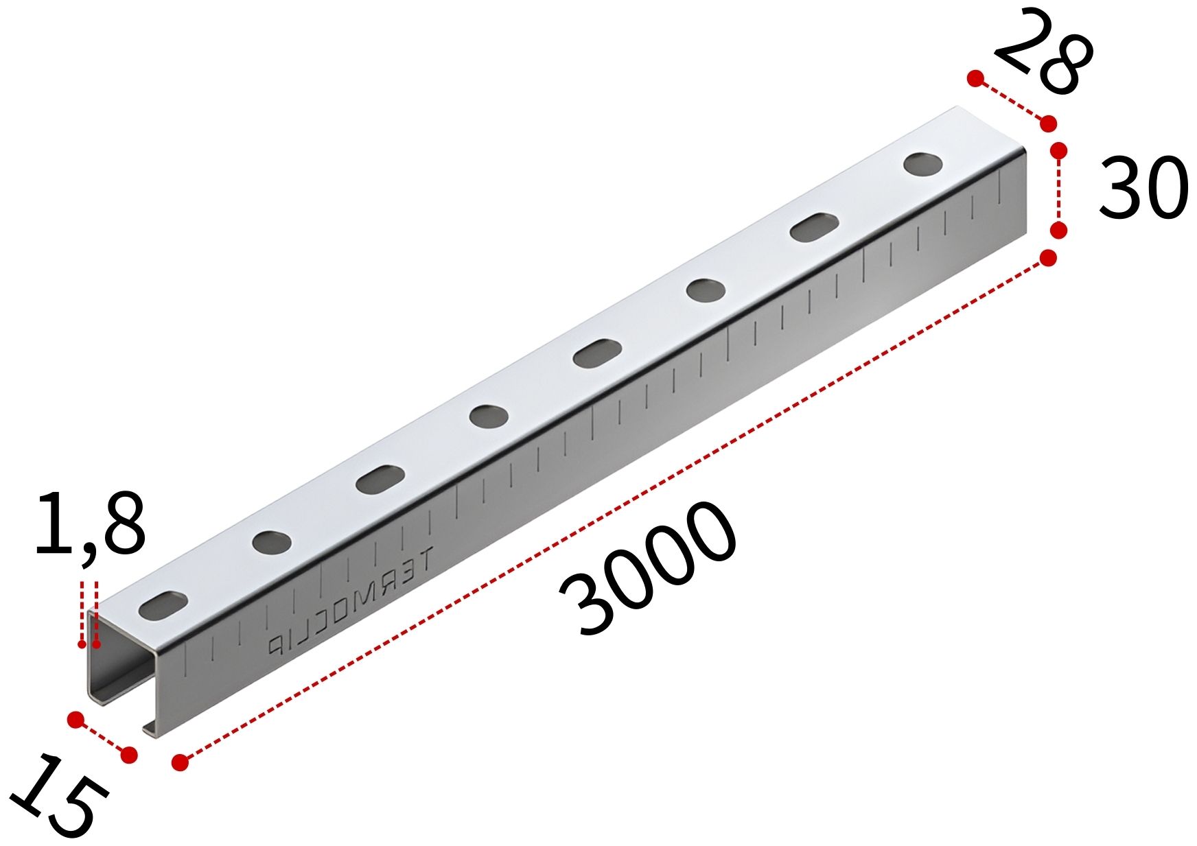 Профиль монтажный С-образный 28х30х1,8 мм, L=3000 мм, тип S/L TERMOCLIP 09102002 - фото