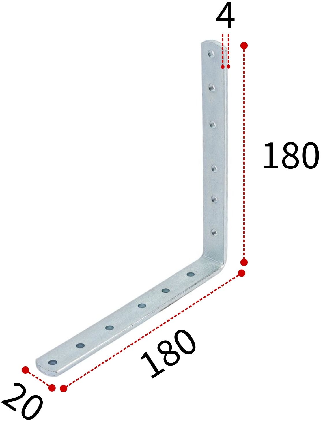 Уголок бытовой 180х180х20 мм ПТ, оцинкованный - фото