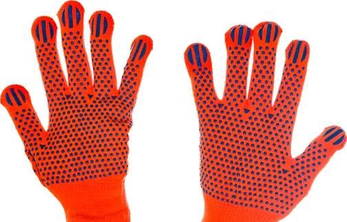 Перчатки акриловые, покрытие точка ПВХ, сигнального цвета, с начёсом, 10 класс, S-M Ангара ЗУБР PRO 11464-S - фото