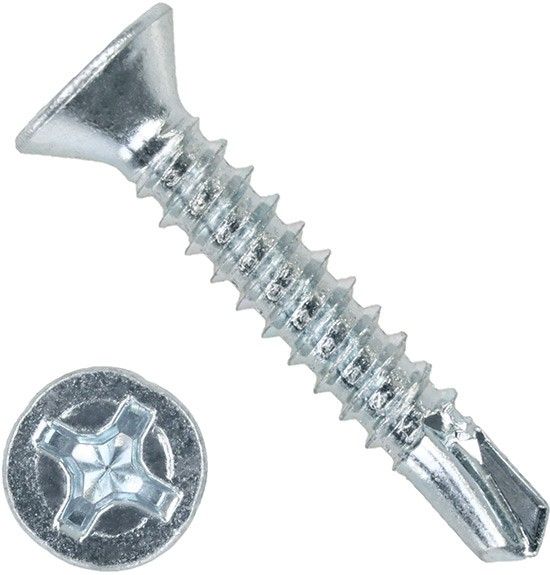 Саморез с потайной головкой и буром 6,3х70 DIN 7504 O (P), оцинкованная сталь - фото