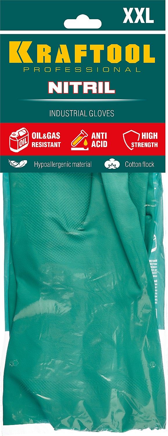Перчатки нитриловые, повышенной прочности, с х/б напылением, маслобензостойкие XL(10) Nitril Kraftool 11280-XL_z01 - фото