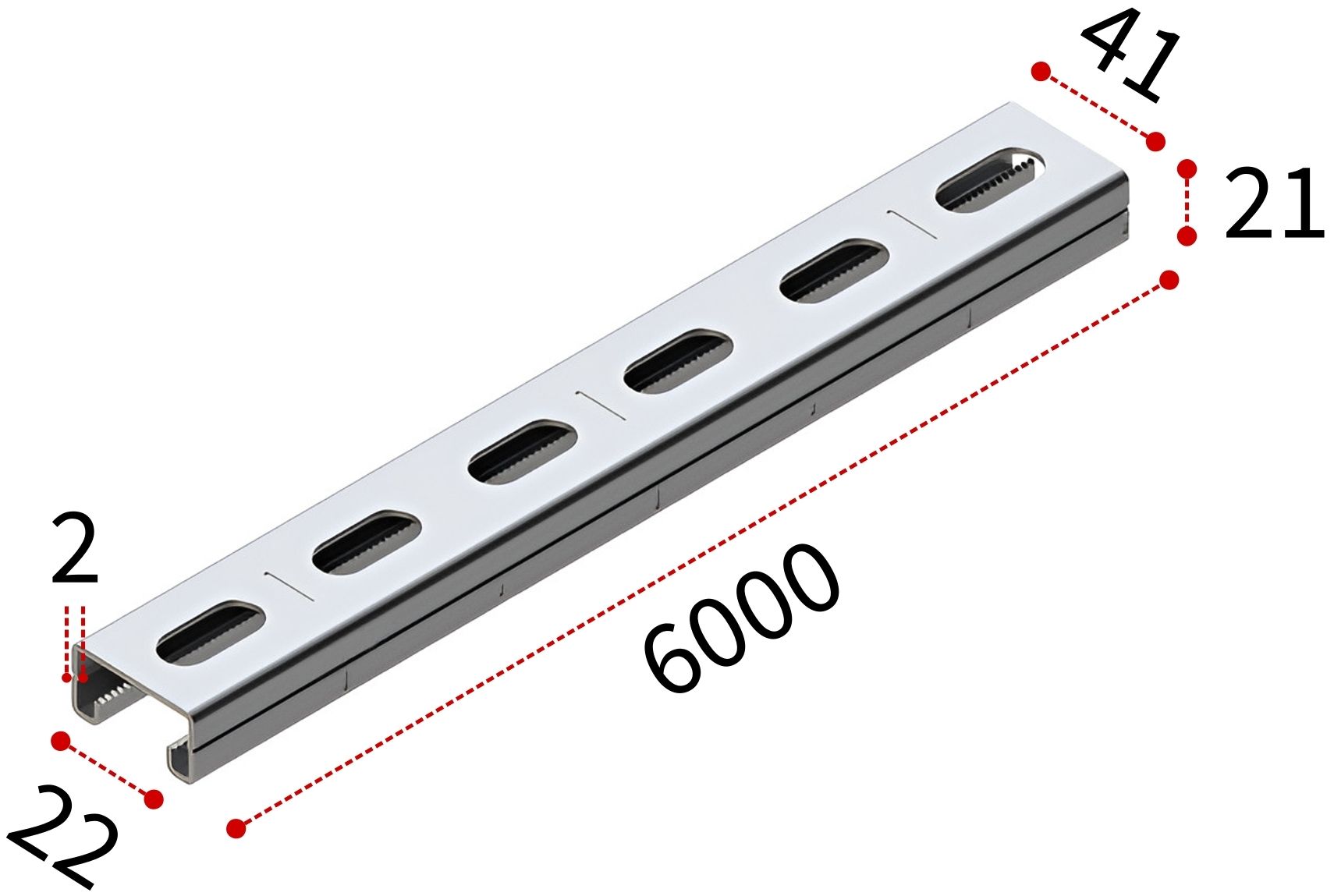 Профиль монтажный С-образный 41х21х2,0 мм, L=6000 мм, тип H/S TERMOCLIP 09368003, горячий цинк - фото