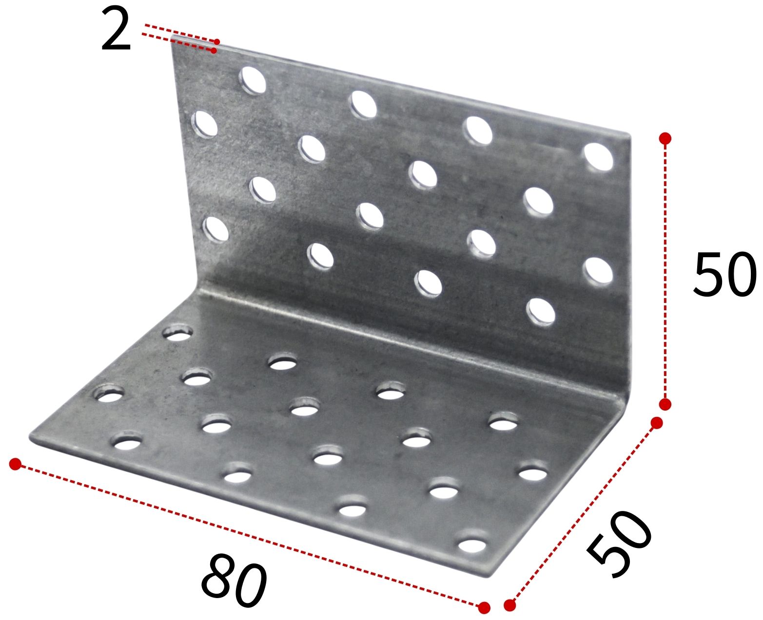 Уголок крепежный 50х50х80 мм, горячий цинк - фото