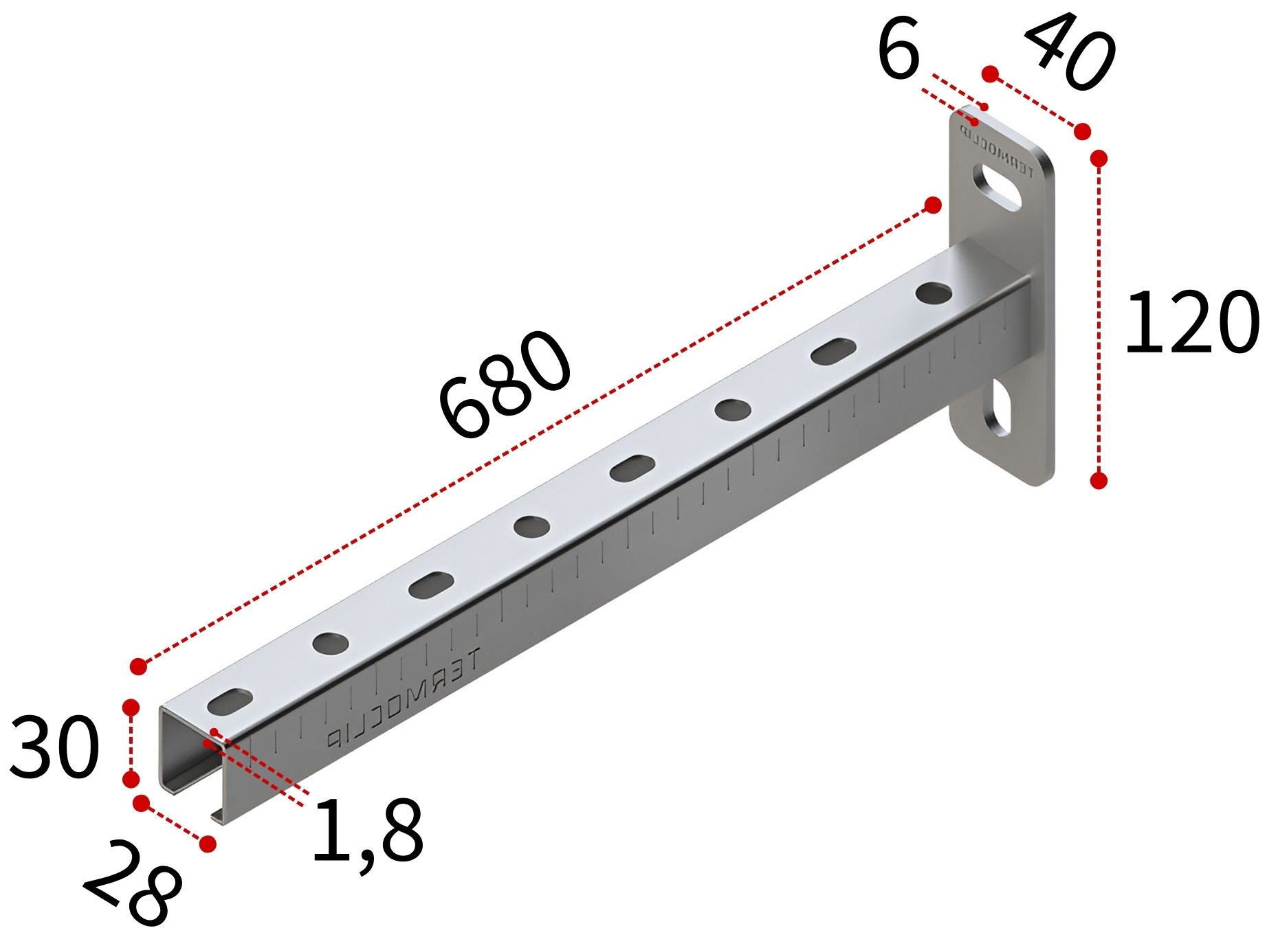 Консоль 28х30х1,8-680 TERMOCLIP - фото