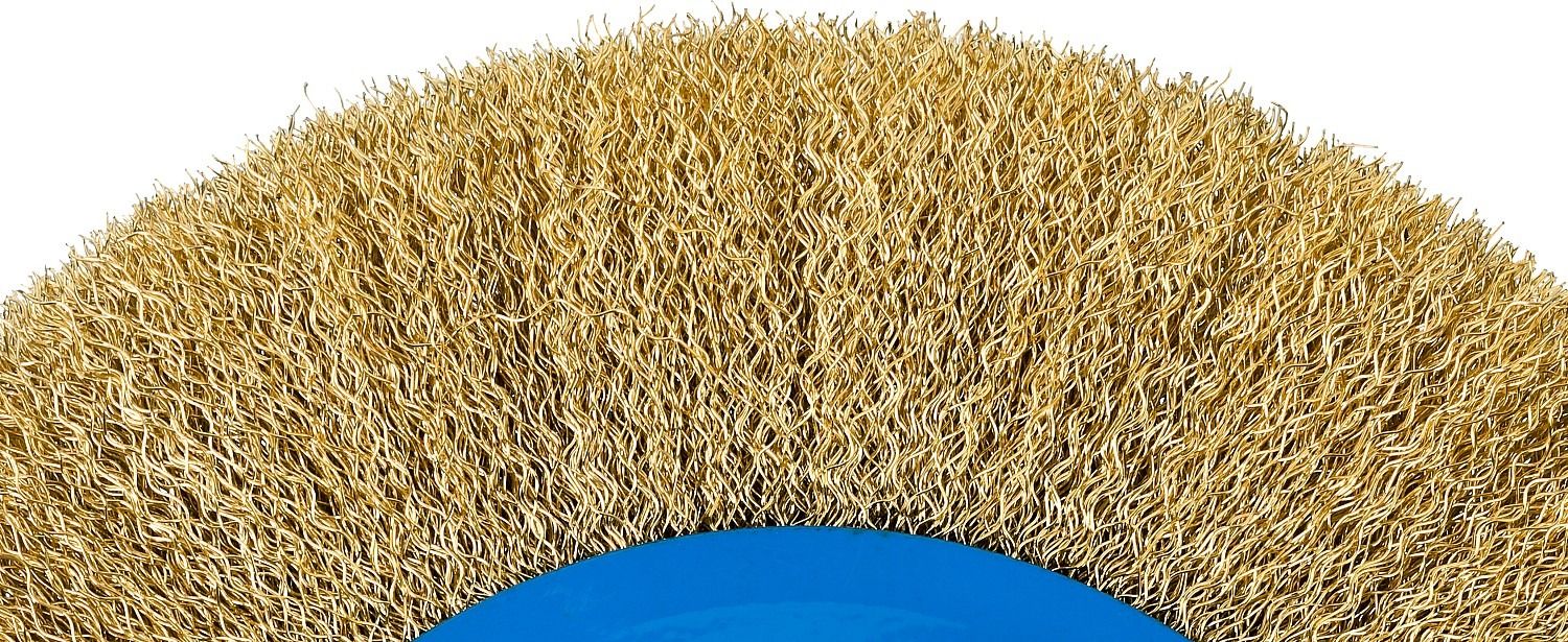 Щетка-крацовка дисковая для ТШС 200 мм, витая стальная латунированная проволока 0,3 мм, ЗУБР PROF 35186-200_z01 - фото