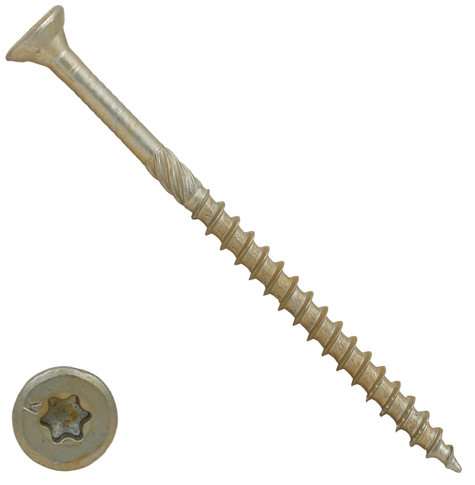 Саморез конструкционный 6х120 мм KMWHT с потайной головкой TORX, желтый цинк - фото