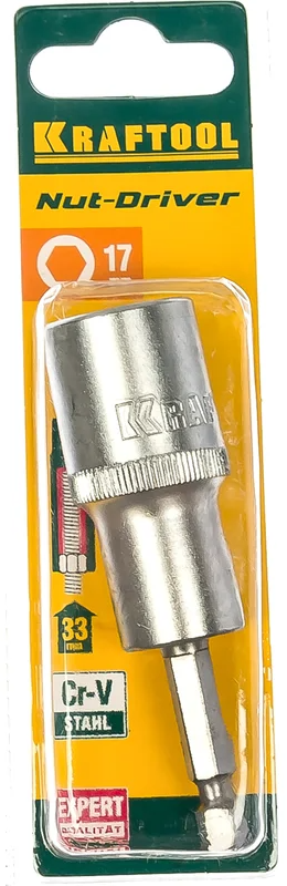 Бита с торцевой головкой 17 мм, удлиненная Kraftool 26396-17, хромованадиевая сталь - фото