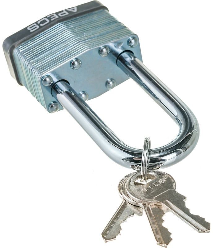 Замок навесной с удлиненной дужкой APECS PDS-65-50-L, сталь - фото