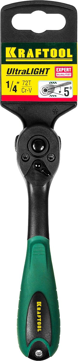 Рукоятка трещоточная изогнутая 1/4", 72 зубца Kraftool Expert 27796-1/4_z02 - фото