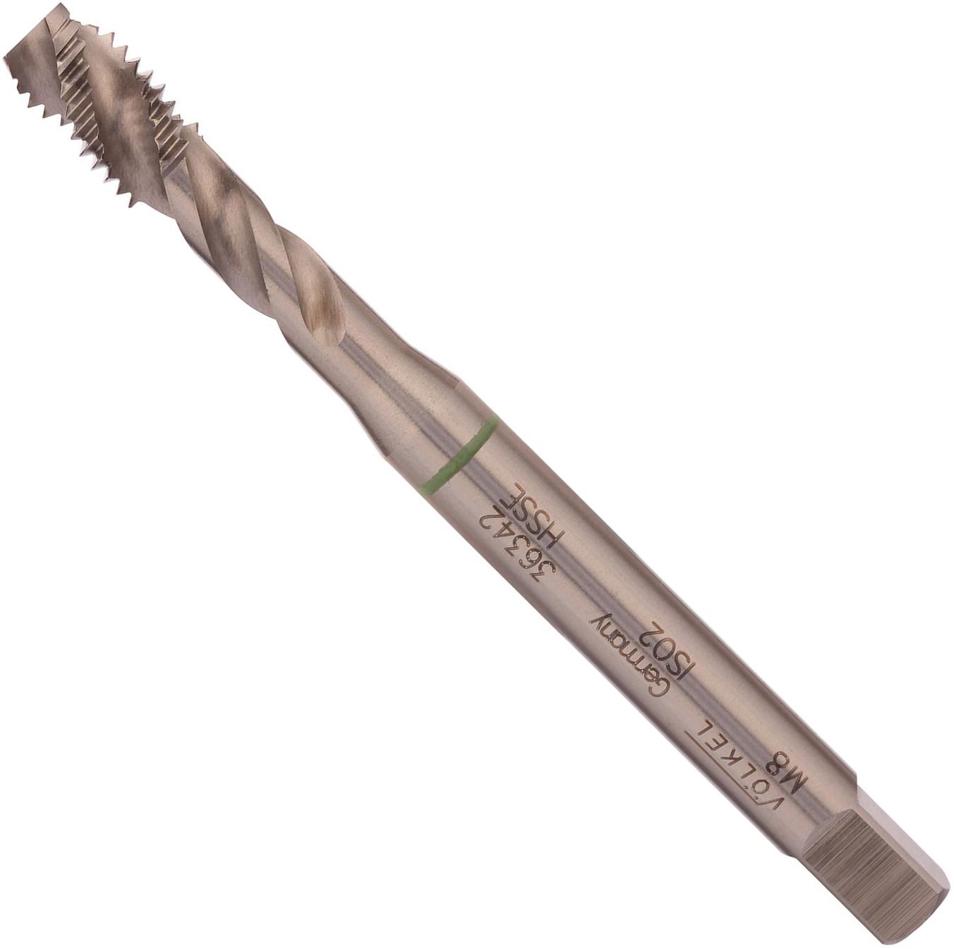 Метчик машинный спиральный М8х1,25 мм DIN 371 39° HSSE Volkel 36342, метрическая резьба - фото