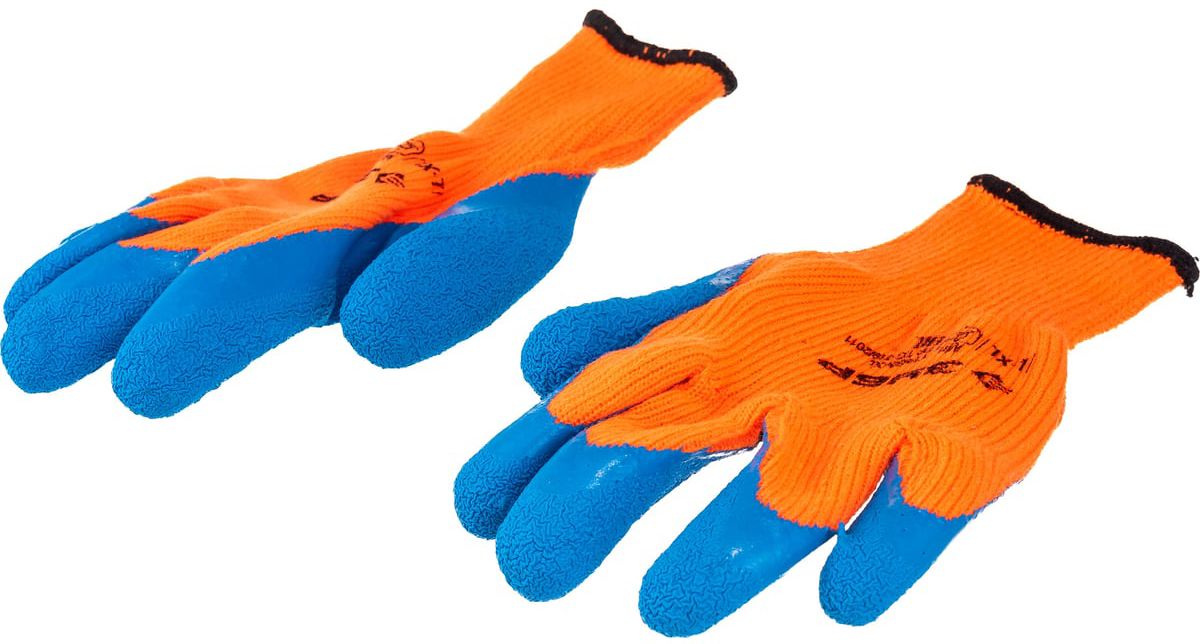 Перчатки акриловые L-XL с рельефным латексным покрытием, утеплённые Урал ЗУБР 11465-XL - фото