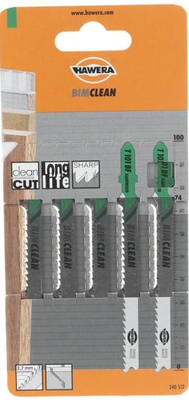 Пилка по дереву и полимерам для электролобзика T101BF Hawera F00Y240512, биметалл, 5 шт - фото