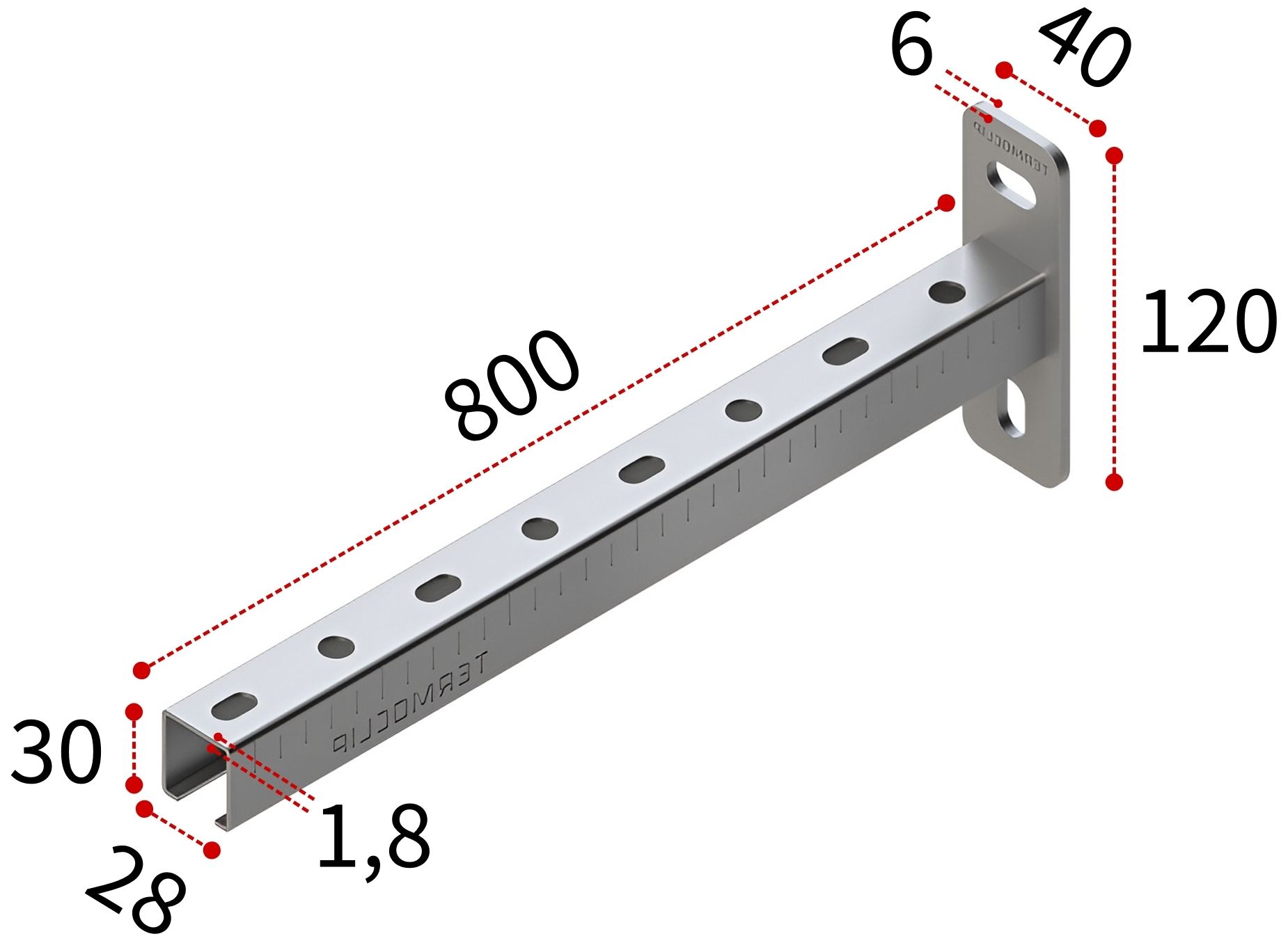 Консоль 28х30х1,8-800 TERMOCLIP - фото