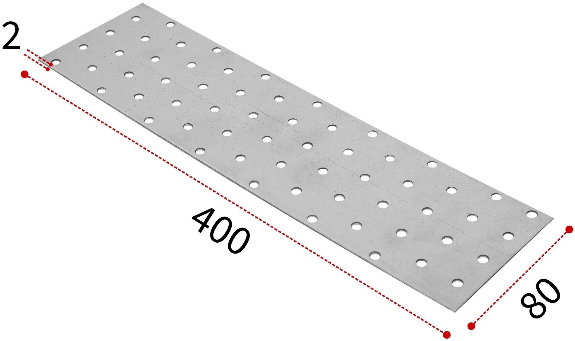 Пластина соединительная 80х400х2 мм ПС, оцинкованная сталь - фото