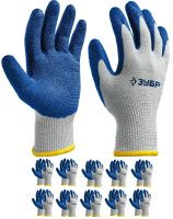 Перчатки х/б с текстурированным нитриловым обливом, 13 класс, L-XL Захват ЗУБР PROF 11457-K10, 10 пар Перчатки х/б с текстурированным нитриловым обливом, 13 класс, L-XL Захват ЗУБР PROF 11457-K10, 10 пар