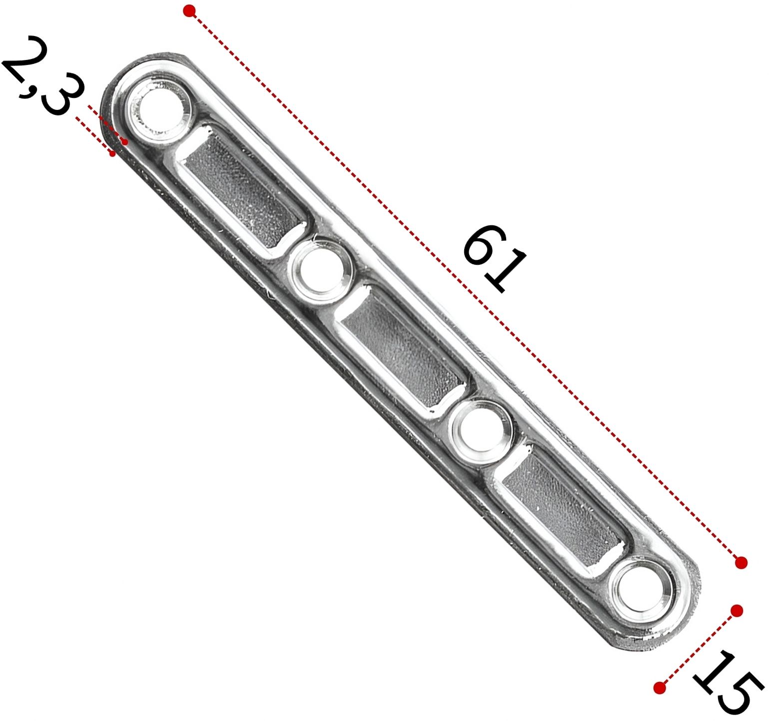 Соединительная пластина (скоба) 61 мм, 8075 (нержавеющая сталь А2) - фото