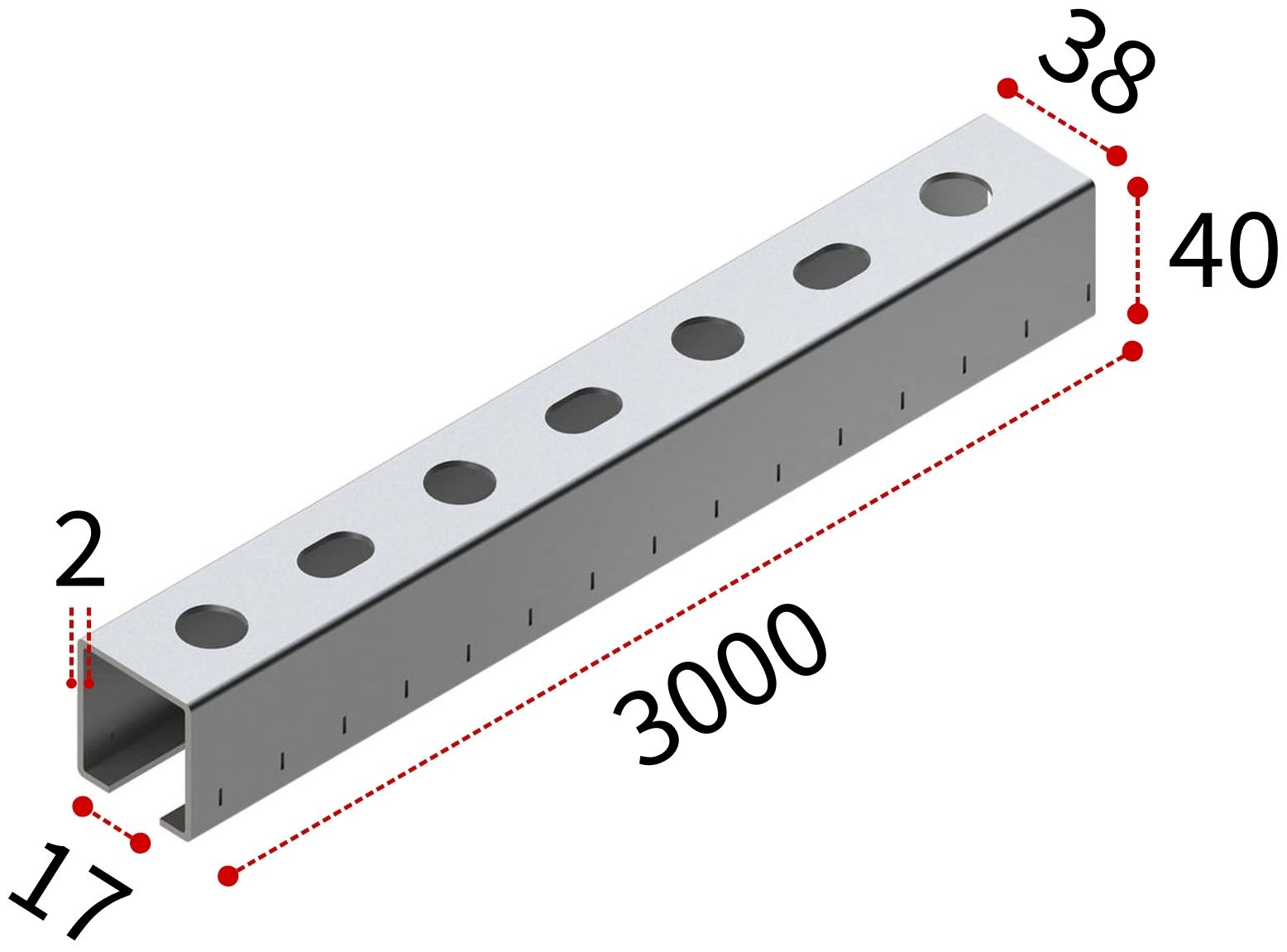 Профиль монтажный С-образный 38х40х2,0 мм, L=3000 мм, тип S TERMOCLIP 09241002 - фото