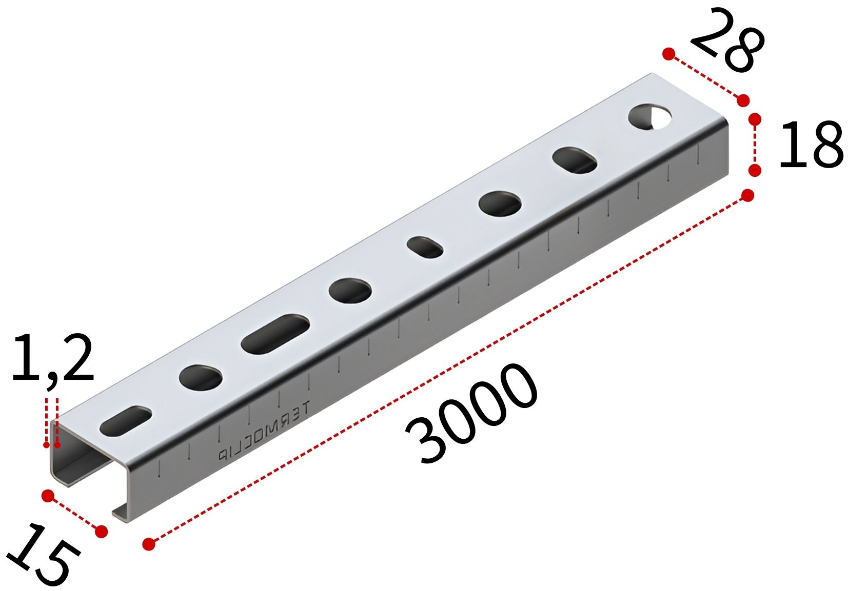 Профиль монтажный С-образный 28х18х1,2 мм, L=3000 мм, тип L TERMOCLIP 09101002 - фото