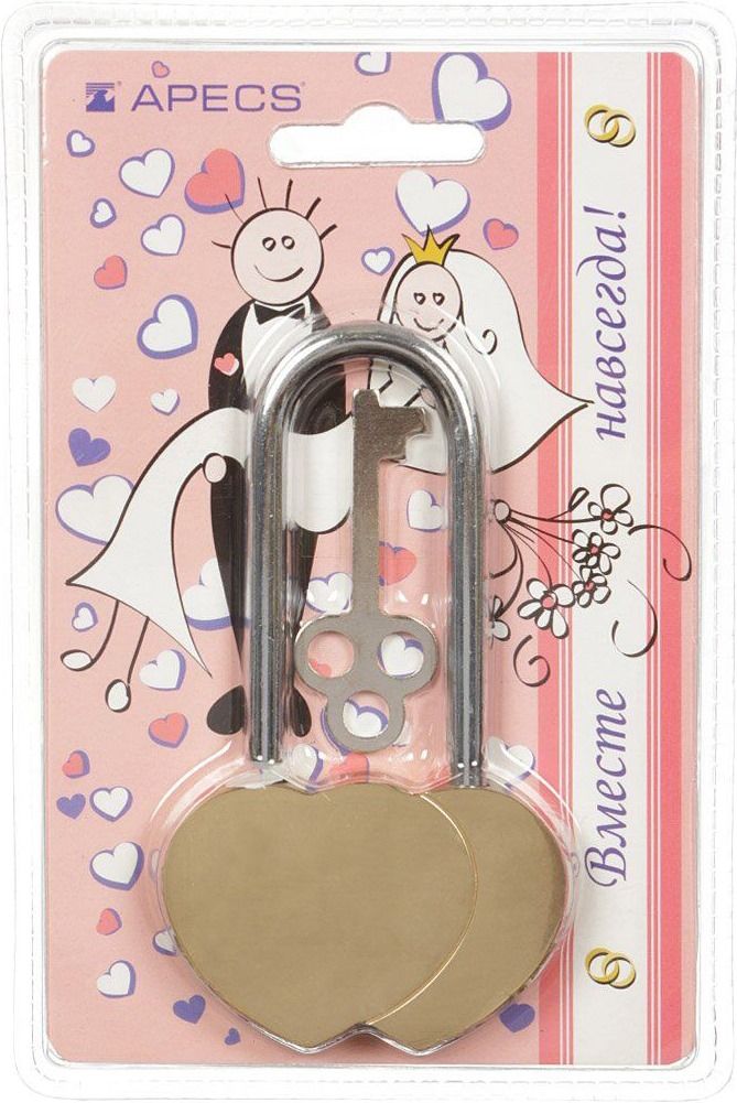 Замок навесной сувенирный APECS PDB-33-60-blister, латунь - фото