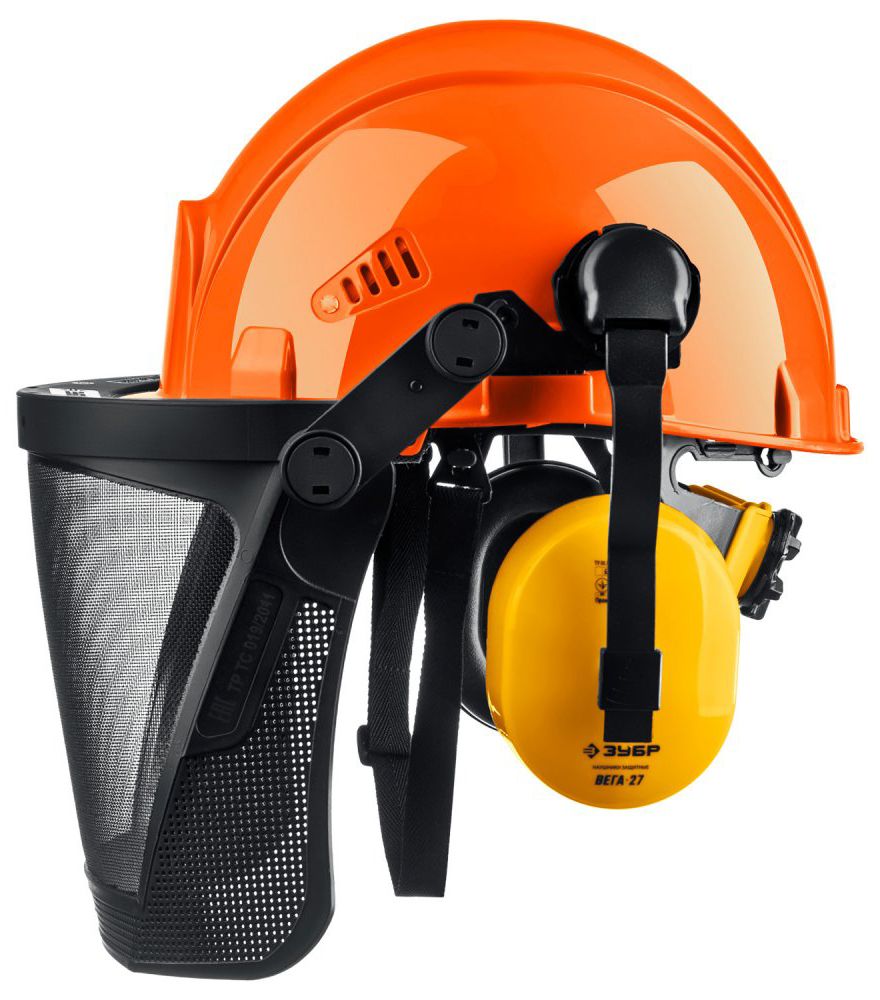 Каска защитная в комплекте с наушниками и защитным сетчатым экраном Триада ЗУБР 11099 - фото