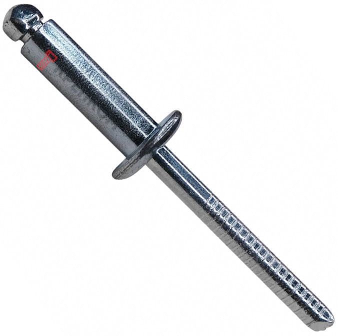 Заклепка вытяжная со стандартным бортиком 2,4х8 мм, сталь/сталь - фото