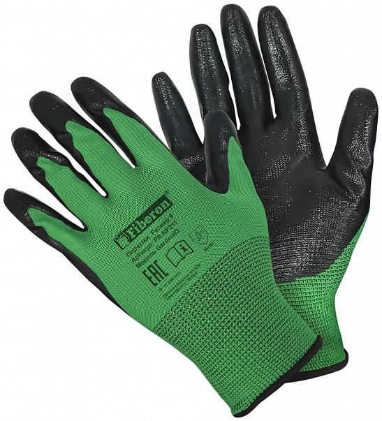 Перчатки антискользящие, полиэстер с нитриловым обливом, 9(L), Fiberon Садовод PR-NP211 - фото