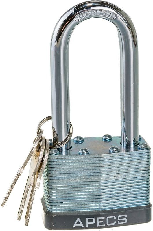 Замок навесной с удлиненной дужкой APECS PDS-65-50-L, сталь - фото