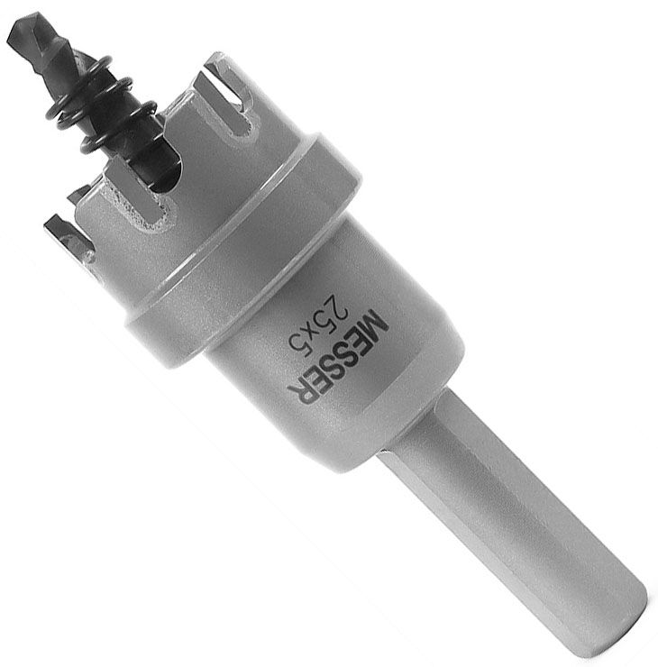 Коронка по металлу ТСТ с центрирующим сверлом и толкающей пружиной Messer, сталь HSS - фото