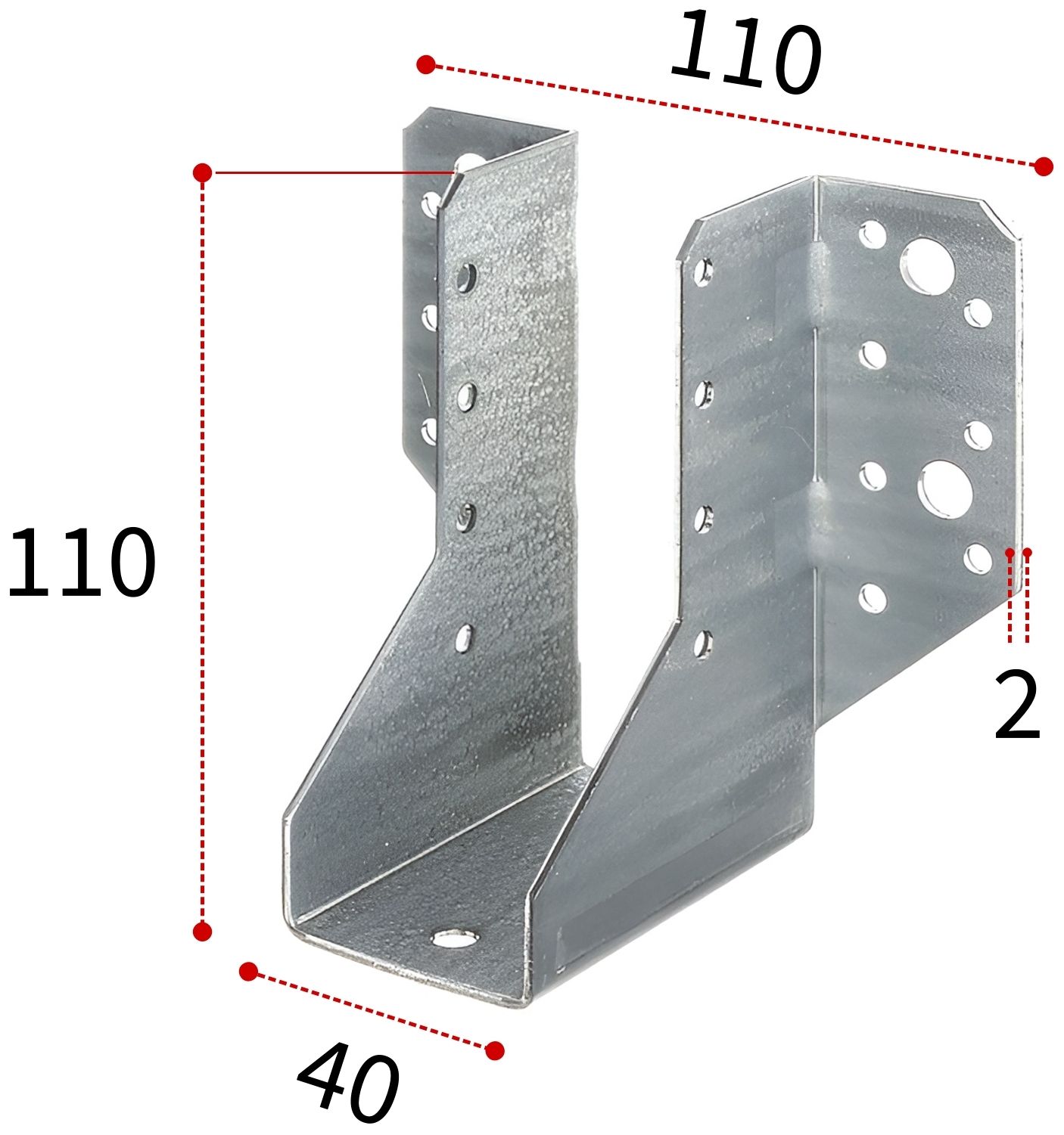 Опора балки открытая 40х110х110 мм Gah Alberts 334505, оцинкованная сталь - фото