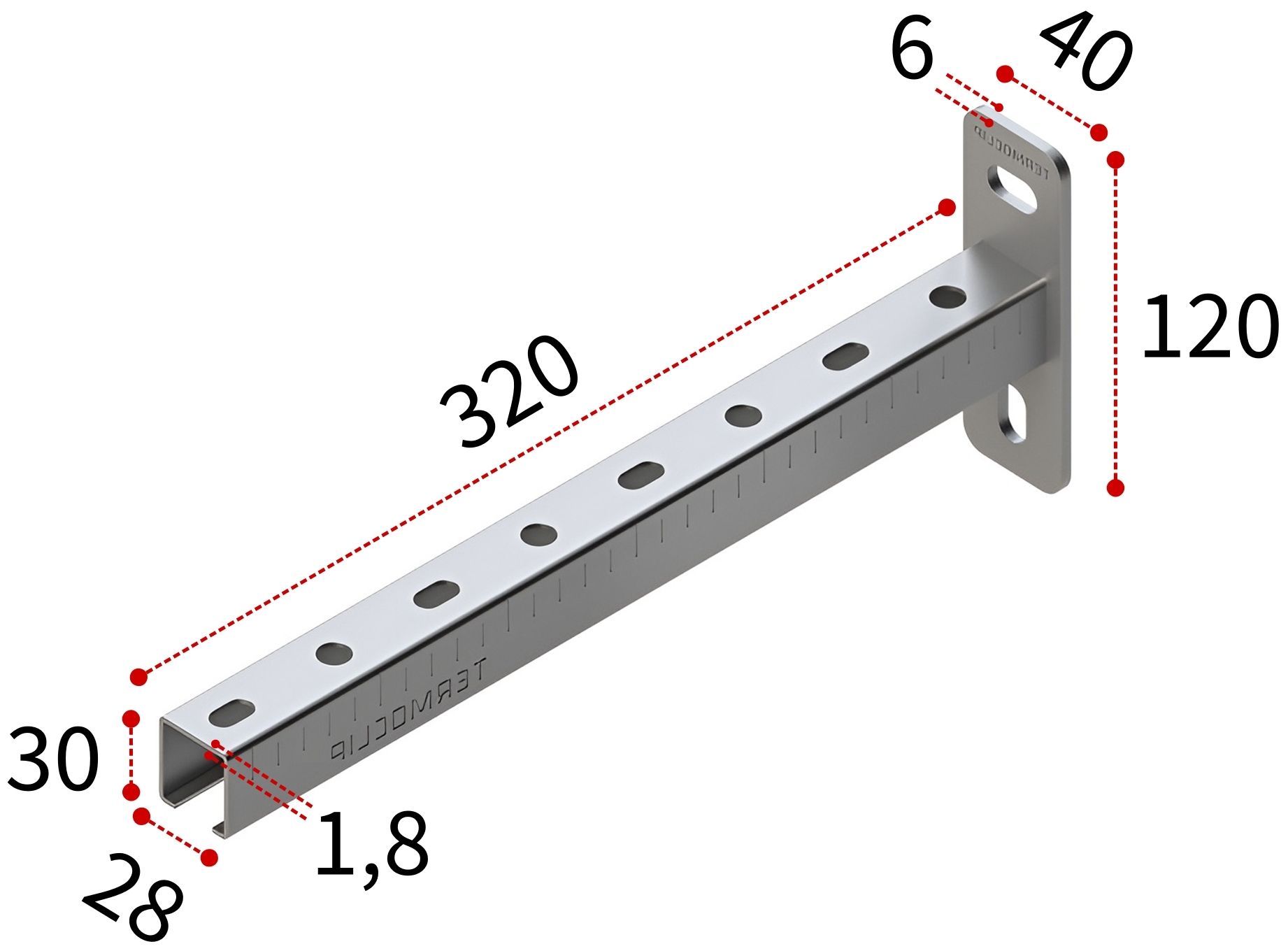 Консоль 28х30х1,8 - 320 TERMOCLIP - фото