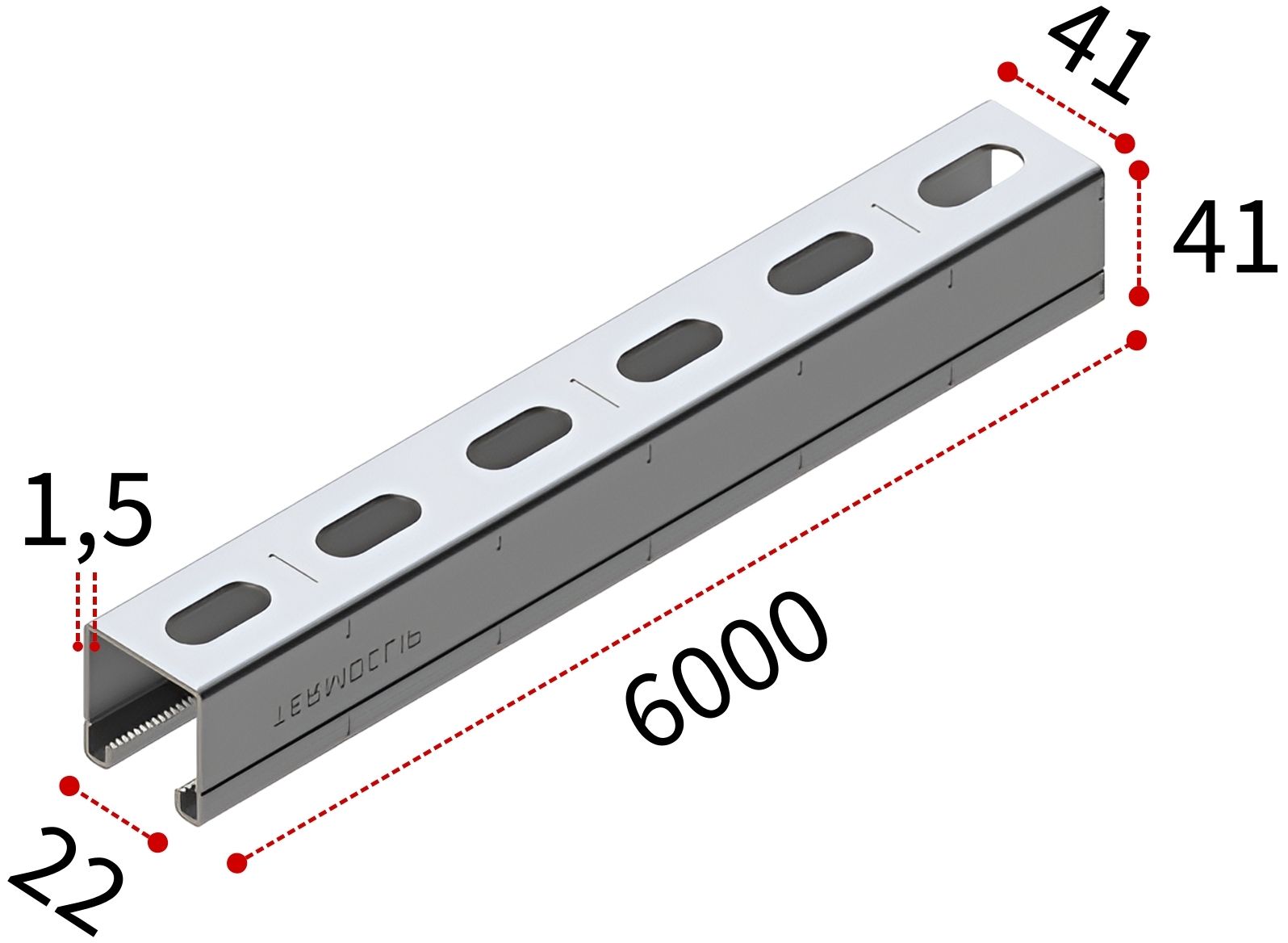 Профиль С-образный 41х41х1,5 мм, L=6000 мм TERMOCLIP - фото